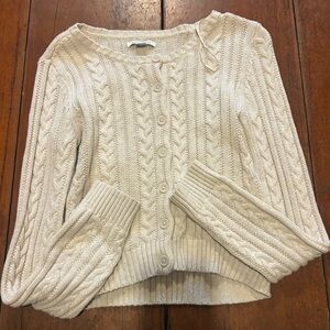 American Eagle Outfitters Beige Cable Knit Cardigan